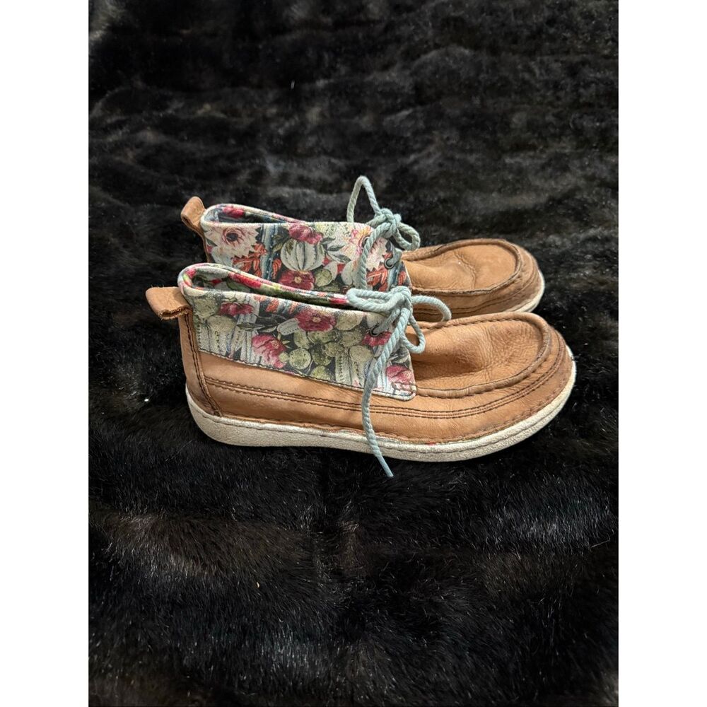 Justin Boots Breezy Cacti Floral Moc Toe Booties Womens Brown Casual Boots‎ Sz 6
